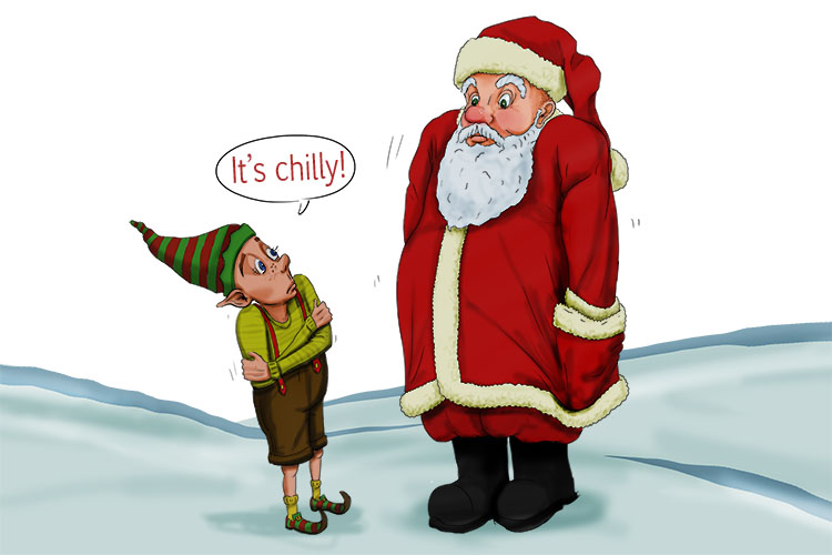 "It's chilly" (Chile) said the elf. Santa said maybe it's time to go (Santiago).